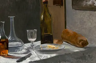 Still Life with Bottle, Carafe, Bread and Wine Claude Monet